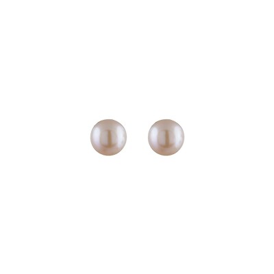 Boucles d'oreilles tige argent rhodié perles de culture 6mm roses