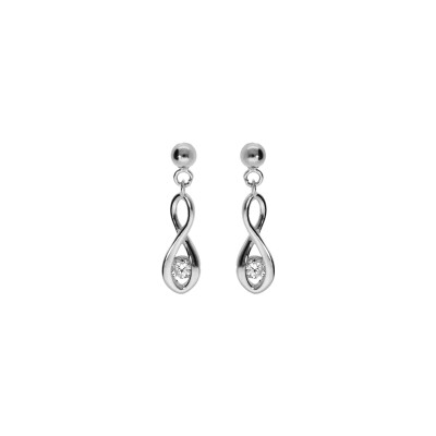 Boucles d'oreilles tige argent rhodié infini oxyde blanc