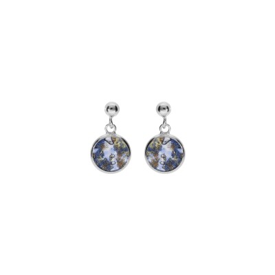 Boucles d'oreilles argent rhodié pastille 10mm murano véritable boreale