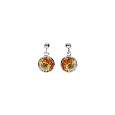 Boucles d'oreilles argent rhodié pastille 10mm murano véritable boreale