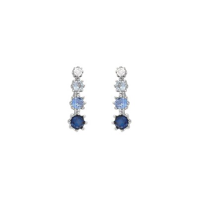 Boucles d'oreilles tige argent rhodié pendante degradé oxydes bleu