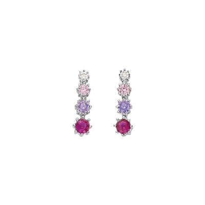 Boucles d'oreilles tige argent rhodié pendante oxydes degradés roses