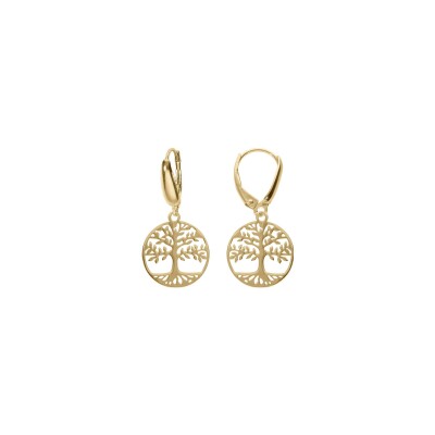 Boucles d'oreilles dormpeuse argent doré arbre de vie 15mm