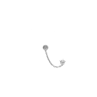 Boucles d'oreilles argent rhodié chainette oxyde blanc serti clos 4mm et étoile oxyde blanc serti