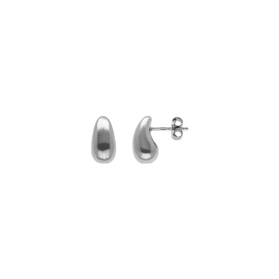 Boucles d'oreilles tige argent rhodié petite goutte incurvée 13mm