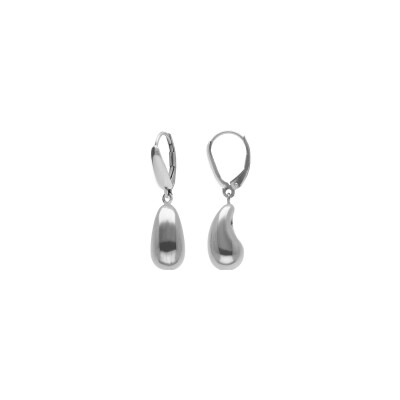 Boucles d'oreilles dormeuse argent rhodié petite goutte incurvée 13mm