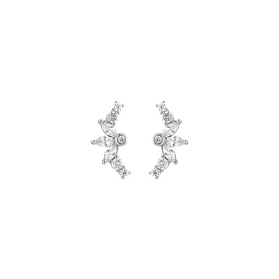 Boucles d'oreilles tige argent rhodié oxydes blancs sertis