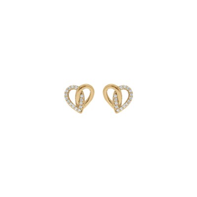 Boucles d'oreilles argent doré coeur pavé oxydes blancs