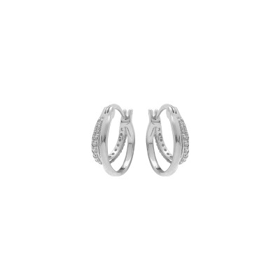Boucles d'oreilles argent rhodié oxydes blancs