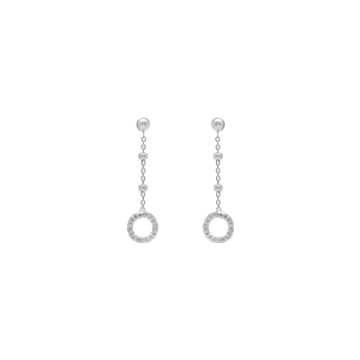 Boucles d'oreilles tige argent rhodié pendante cercle