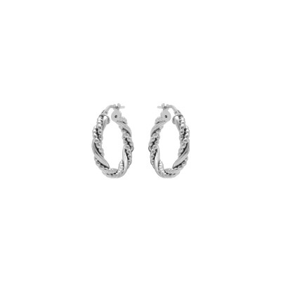 Boucles d'oreilles créoles argent rhodié 15mm tresee fil boules