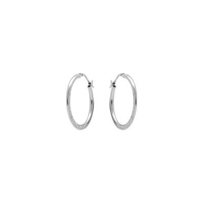 Boucles d'oreilles créoles argent rhodié 20mm motif martelé