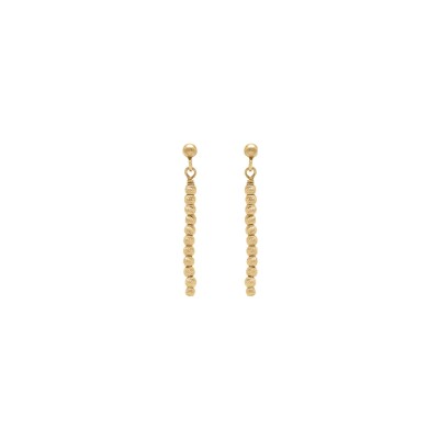 Boucles d'oreilles tige argent doré pendante boules diamantées