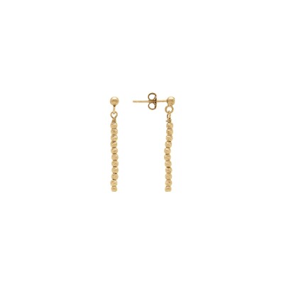Boucles d'oreilles tige argent doré pendante boules diamantées