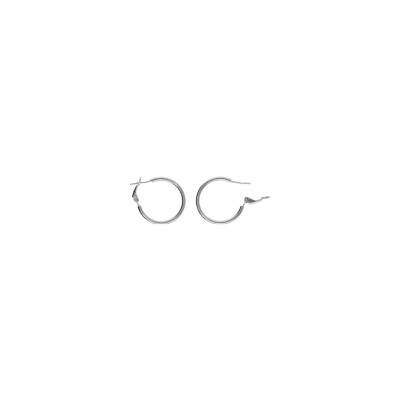 Boucles d'oreilles créoles argent rhodié lisse tube 2mm diam 20mm tige et clapet