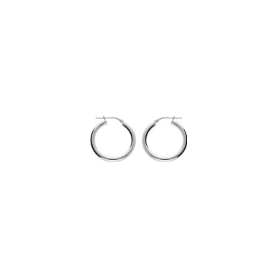 Boucles d'oreilles créoles argent rhodié tube 3mm diam 25mm