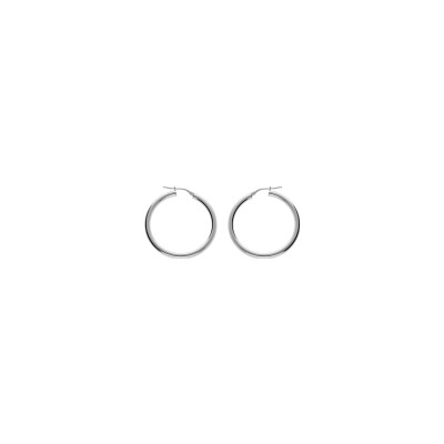 Boucles d'oreilles créoles argent rhodié tube 3mm diam 35mm