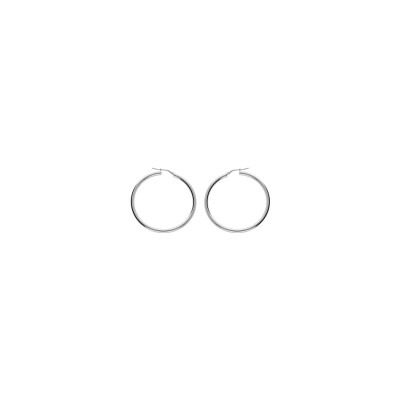 Boucles d'oreilles créoles argent rhodié tube 3mm diam 45mm