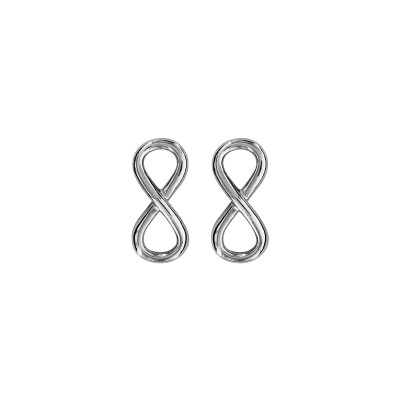 Boucles d'oreilles tige argent rhodié motif infini