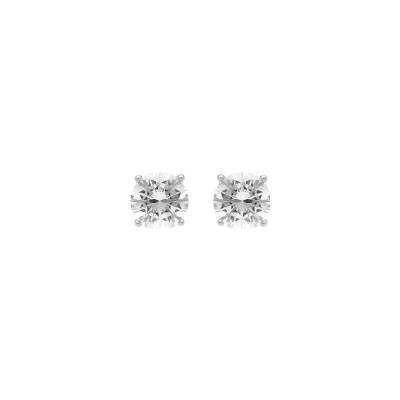 Boucles d'oreilles argent rhodié oxyde blanc rond 8mm 4 griffes