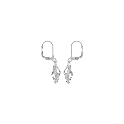Boucles d'oreilles argent rhodié crochet pendante 1 oxyde