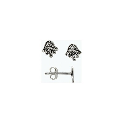 Boucles d'oreilles tige main de fatma patinée