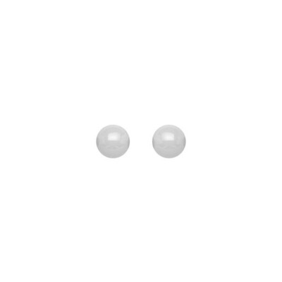 Boucles d'oreilles tige argent rhodié avec boule 6mm céramique blanche