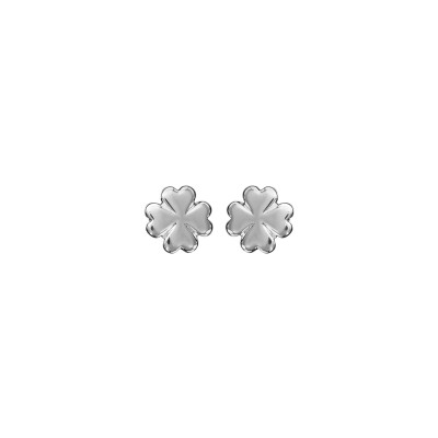 Boucles d'oreilles tige argent rhodié trèfle 4 feuilles