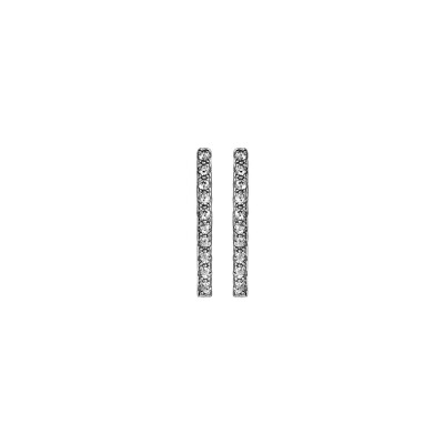 Boucles d'oreilles tige argent rhodié barrette oxydes blancs sertis
