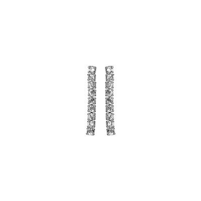 Boucles d'oreilles tige argent rhodié baguette oxydes blancs