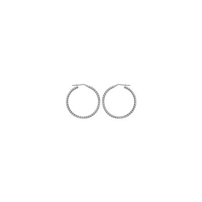 Boucles d'oreilles créoles argent rhodié dentelee 30mm