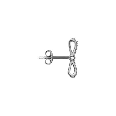 Boucles d'oreilles tige argent rhodié forme noeud papillon oxydes blancs