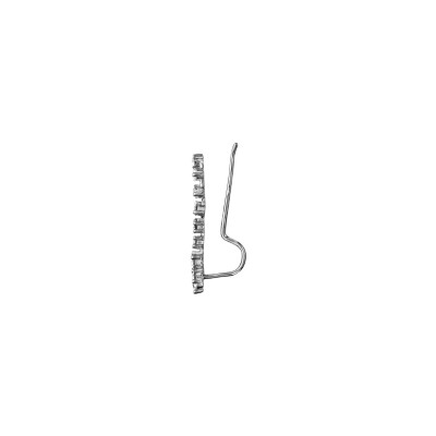 Boucles d'oreilles de lobe argent rhodié fleur et tige oxydes blancs sertis