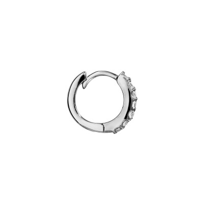 Boucles d'oreilles argent rhodié créole oxydes blancs sertis