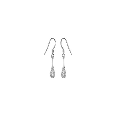 Boucles d'oreilles crochet argent rhodié goutte oxydes blancs sertis