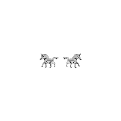 Boucles d'oreilles tige argent rhodié licorne