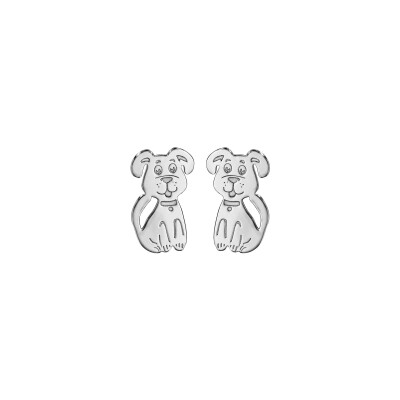Boucles d'oreilles tige argent rhodié chien