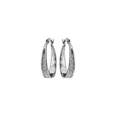 Boucles d'oreilles créoles argent rhodié glitter blanc