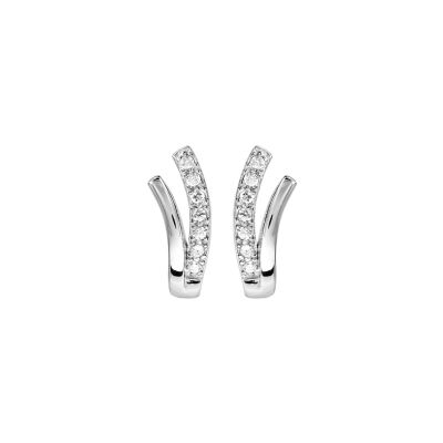 Boucles d'oreilles tige argent rhodié forme v oxydes blancs sertis