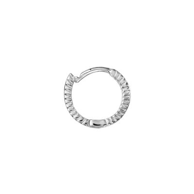 Boucles d'oreilles argent rhodié forme Boucles d'oreilles créoles articulées oxydes blancs sertis