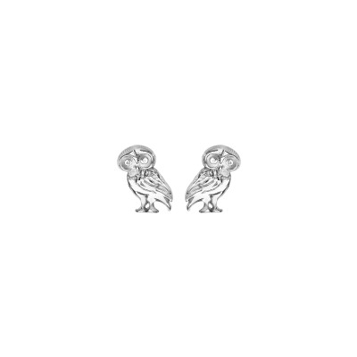 Boucles d'oreilles tige argent rhodié chouette