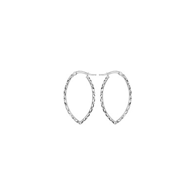 Boucles d'oreilles créoles argent passivé ovale motif diamanté