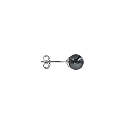 Boucles d'oreilles tige argent rhodié boule hématite 6mm