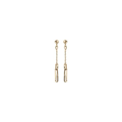 Boucles d'oreilles tige argent et doré jaune pendante
