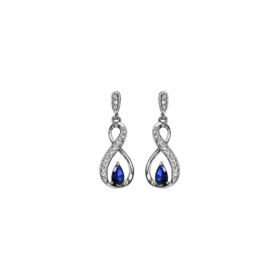 Boucles d'oreilles tige argent rhodié pierre synthétique bleu foncé