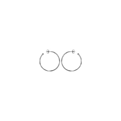 Boucles d'oreilles créoles tige argent rhodié 30mm tube 1.8mm