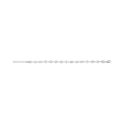 Bracelet argent rhodié carrés et losanges oxydes blancs sertis 16+3cm