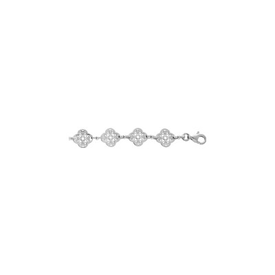Bracelet argent rhodié filigrane fleur 16+3cm