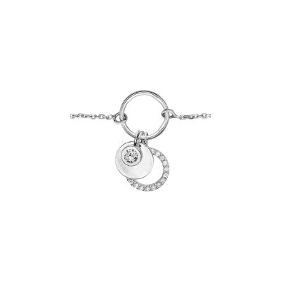 Bracelet argent rhodié 3 rondelles et oxydes blancs sertis 16+3cm