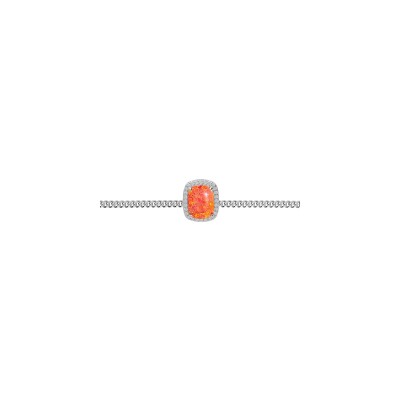 Bracelet argent rhodié opale orange imitation et oxydes blancs sertis 15.5+3cm
